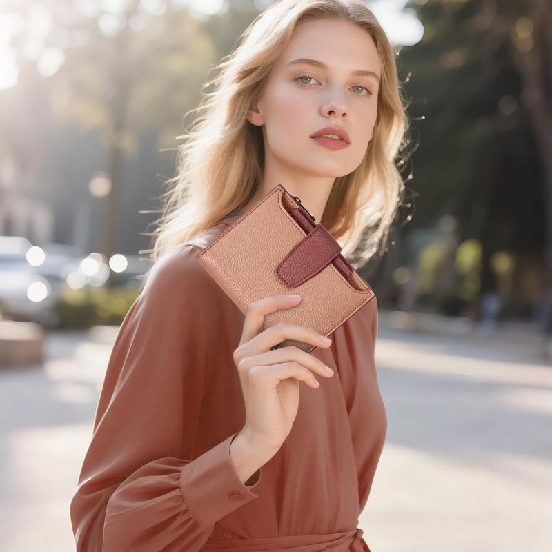 Airkit Small Wallet Women RFID Blocking Soft Leather Bifold Compact Card Holder Wallet for Women with Zipper Coin Pocket 4 ID Window - Image 2